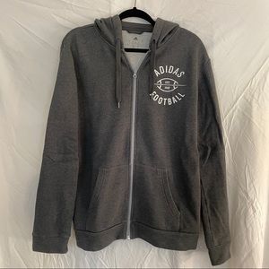 Adidas football gray zip-up sweatshirt hoodie